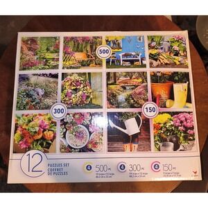 Cardinal 12 Puzzles Set Multi Gardening Plants Floral Garden Jigsaw Puzzle Set